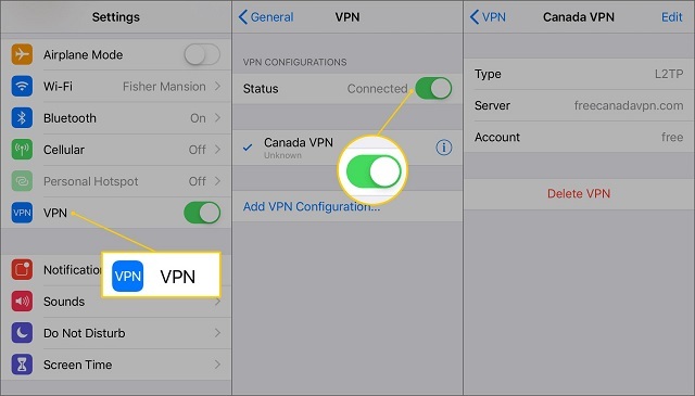 VPN באייפון ואייפד