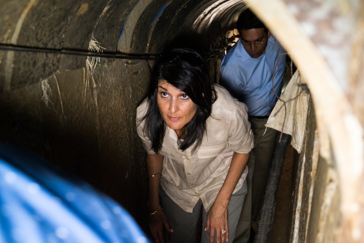 שגרירת ארה"ב ניקי היילי בביקור במנהרת חמאס