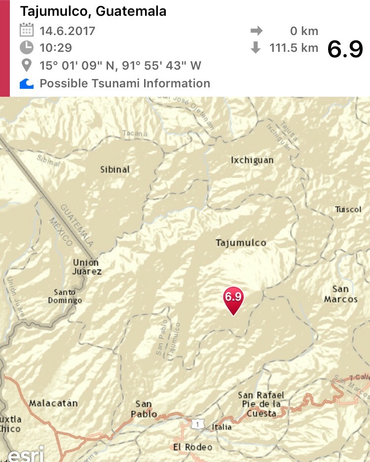 רעידת אדמה חזקה ליד חופי מקסיקו/גואטמלה בדרגה 7.0
